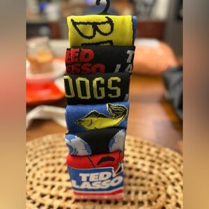 NEW "Ted Lasso" 6 Pair CREW SOCKS Men Size 8-12 ..Multi-Color